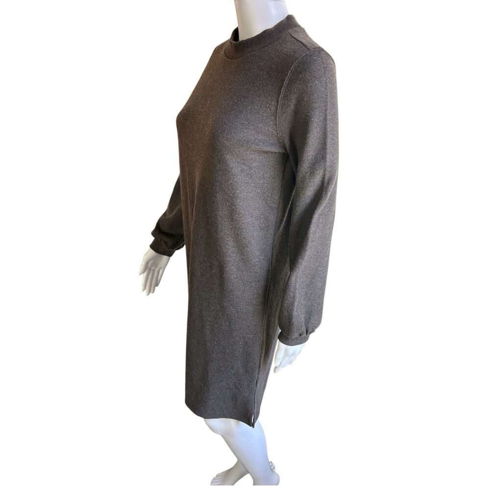 Madewell Brushed Rib Mockneck Mini Dress XXS NWT Heather Cocoa Balloon Sleeve - Picture 3 of 12